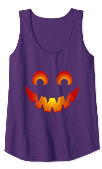 Funny Pumpkin Face Smiley Scary Halloween Jack-O-Lantern Tank Top