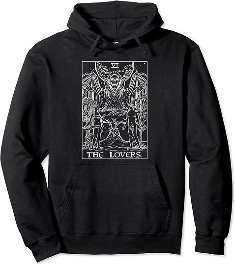 The Lovers Tarot Card Halloween Grim Reaper Gothic Clothing Pullover Hoodie