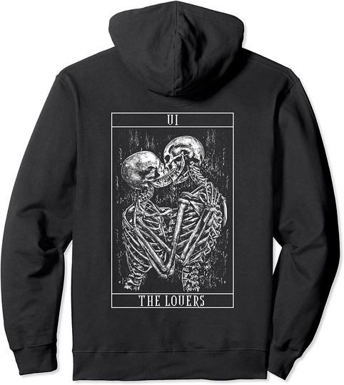 Tarot Card The Lovers - Skeleton Love Kisses Bones Horror Pullover Hoodie