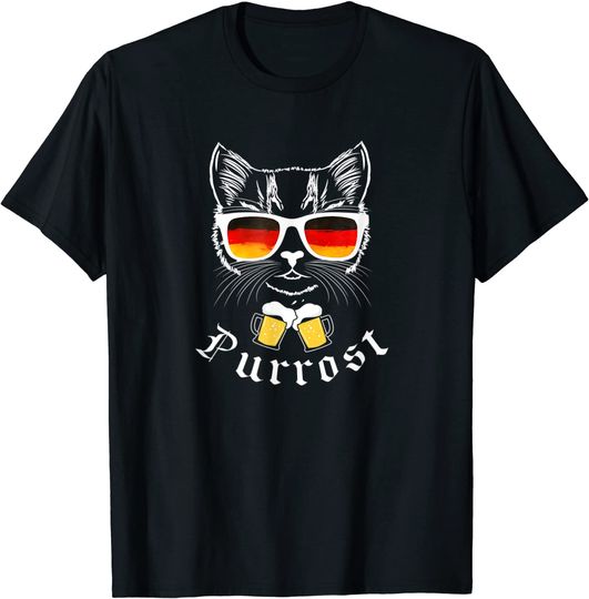 Oktoberfest Funny Prost Pun Purrost Cat T-Shirt