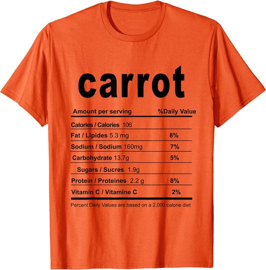 Carrot Funny Christmas Food Nutrition Facts T-Shirt
