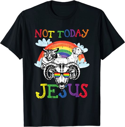 Satanic LGBT Not Today Jesus Baphomet Cat Dog T Shirt