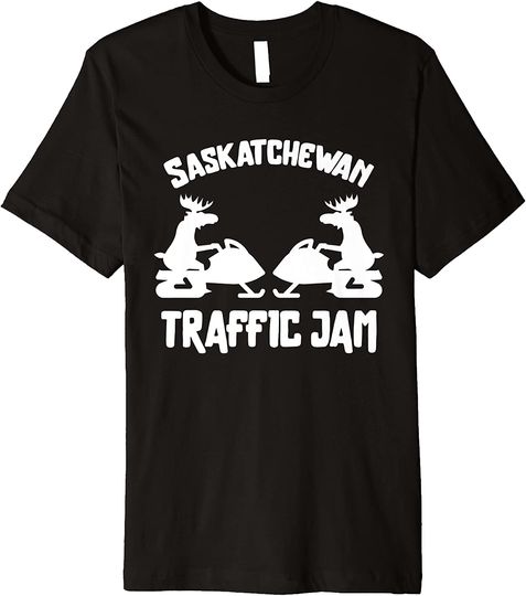 Saskatchewan Moose Snowmobile Traffic Jam T Shirt