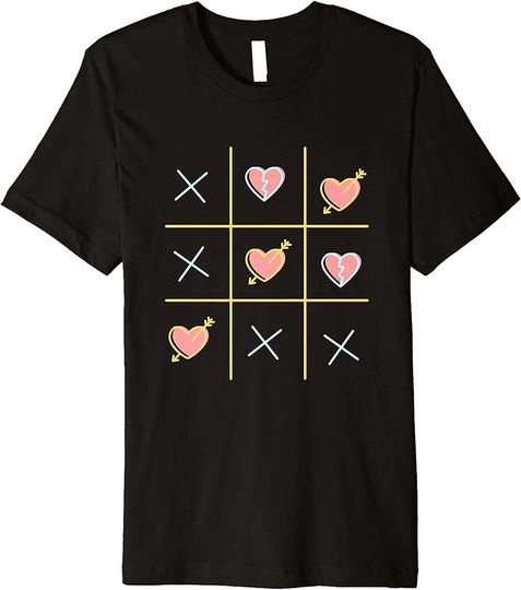 Red Hearts Tic Tac Toe Premium T Shirt