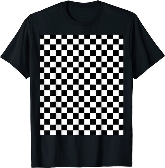 Stylish Checkerboard Black And White Chess Board Pattern T Shirt