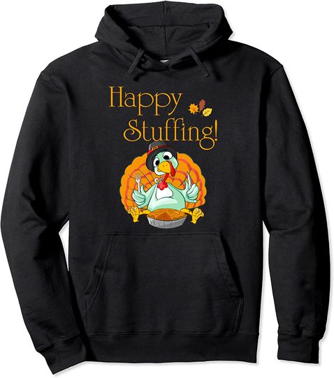 Happy Stuffing Funny Turkey Eating Pie For Thanksgiving Pullover Hoodie