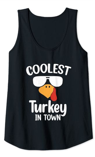 Coolest Turkey In Town Happy Thanksgiving Tank Top