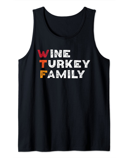 Funny Thanksgiving Christmas Party Wine Turkey Family Tank Top