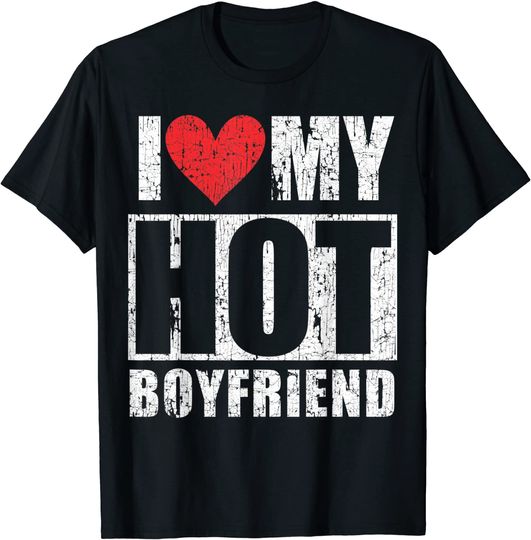I Love My Hot Boyfriend Retro T-Shirt