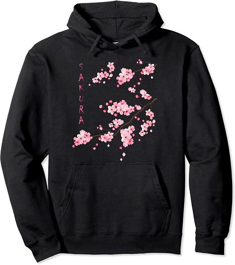 Vintage Sakura Cherry Blossom Japanese Graphical Art Hoodie