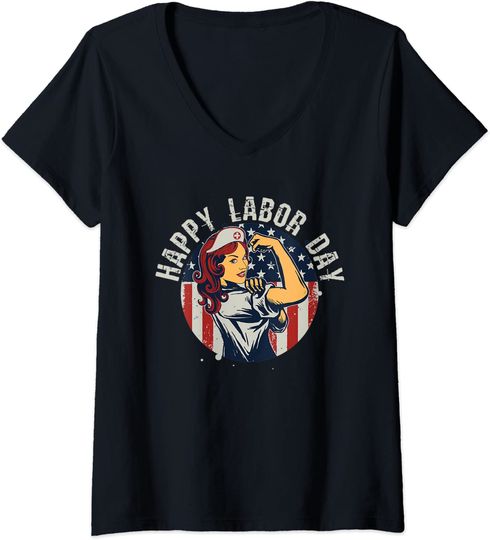 Happy Labor Day For Proud Patriotic Strong Registered Nurses T Shirt