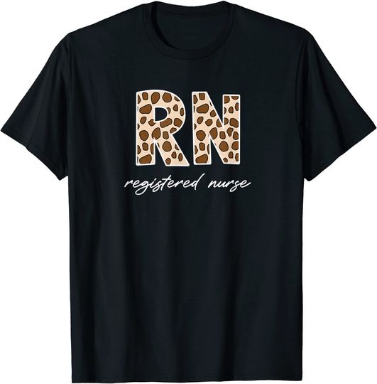 Leopard Print RN Registered Nurse T Shirt