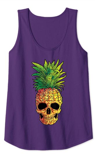 Pineapple Skull Aloha Beaches Hawaiian Goth Tank Top