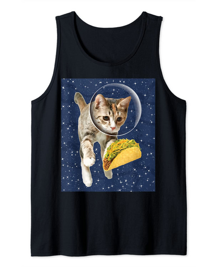 Cat Astronaut Tacos in Space Funny Mexican Food Tank Top