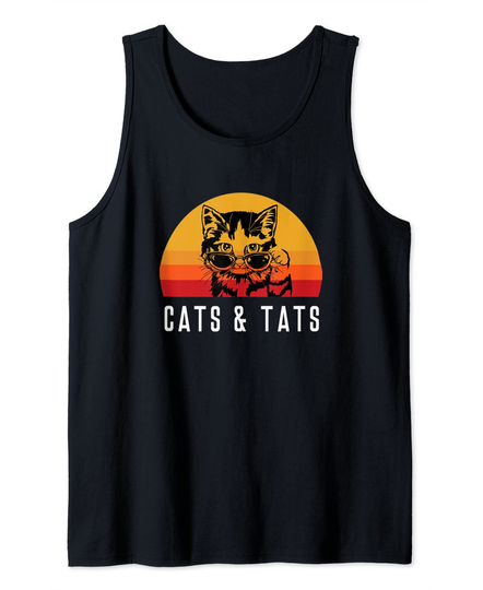 Cats & Tats Tattoo Cat with Sunglasses Kitten Kitty Funny Tank Top