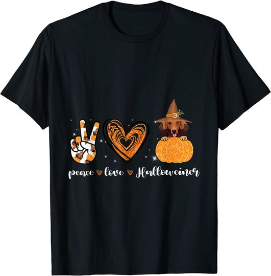 Peace Love Dachshund Halloween T-Shirt
