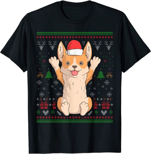Corgi Dog Santa Claus Ugly Christmas Pattern Holiday X-Mas T-Shirt