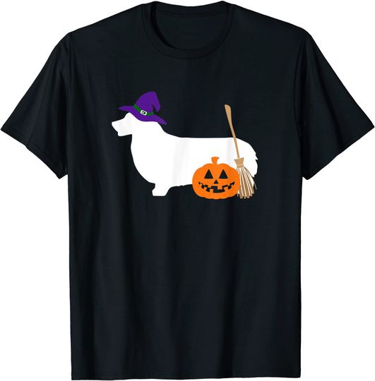 Pembroke Welsh Corgi Halloween Dog Wearing Witch Hat T-Shirt