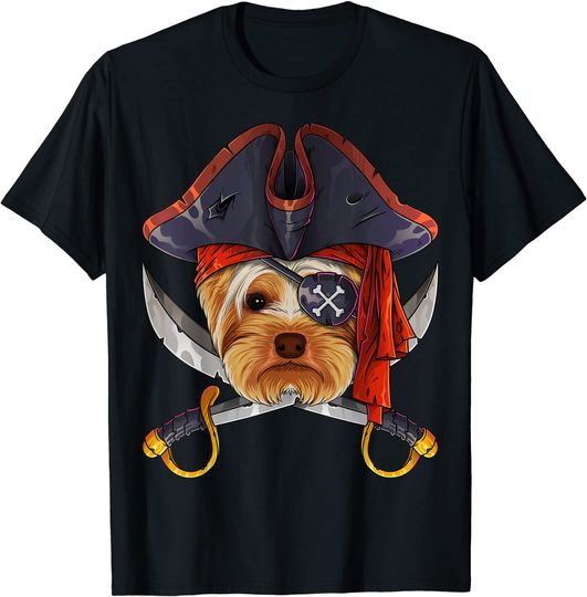Pirate Yorkshire Terrier Jolly Roger Halloween T-Shirt