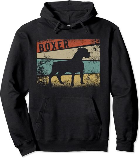 Retro Boxer Dog Breed Silhouette Boxer Pullover Hoodie