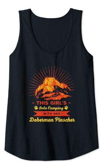 Girls Into Camping with Her Doberman Pinscher Tank Top
