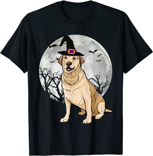 Scary Labrador Retriever Dog Witch Hat Halloween T Shirt