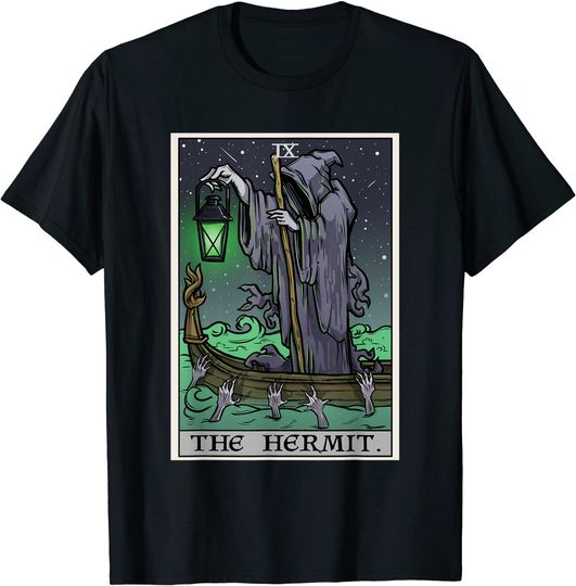 The Hermit Tarot Card Gothic Halloween Grim Reaper Horror T-Shirt