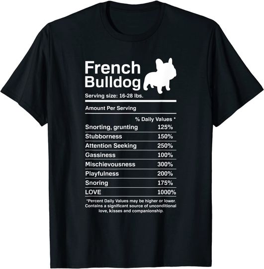 French Bulldog Facts Nutrition T Shirt
