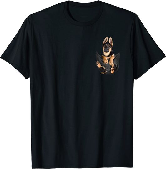 German Shepherd In Pocket Dog T Shirt
