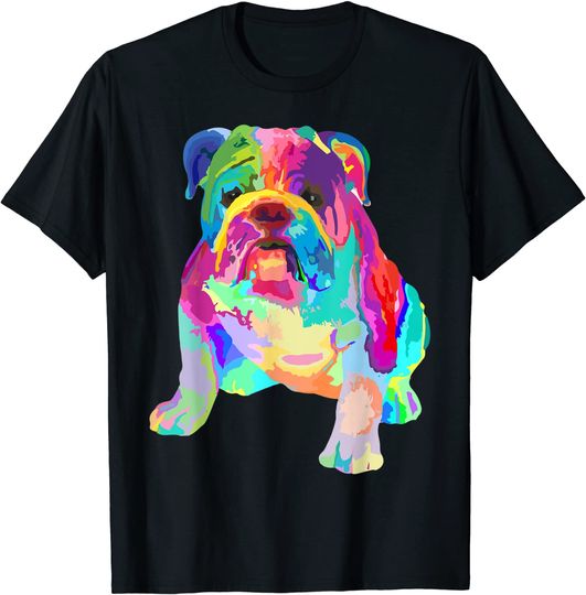 Dog Lover Gifts Womens Colorful Cool English Bulldog T Shirt