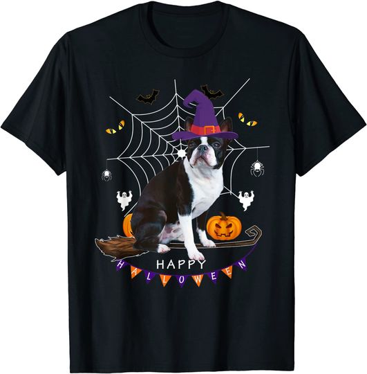 Boston Witch Pumpkin Halloween T-Shirt