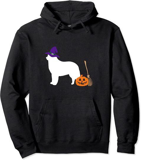 Bernese Mountain Dog Halloween Wearing Witch Hat Pullover Hoodie
