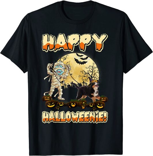 Happy Halloweenie Bernese Mountain Dog Wiener Dog Halloween T-Shirt