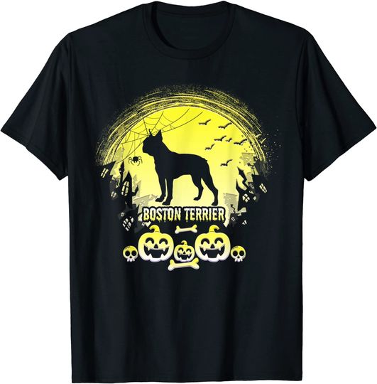 Halloween Boston Terrier Dog Scary Custom T-Shirt