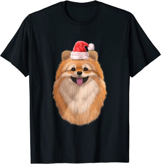 Pomeranian Dog Santa Claus Christmas Holiday T-Shirt