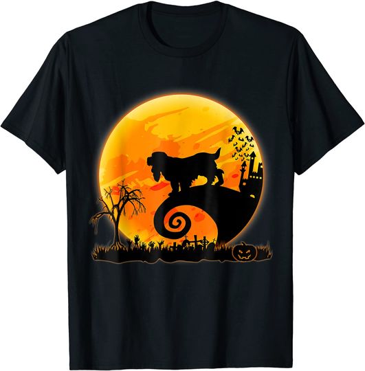 Cocker Spaniel Dog Scary And Moon Funny Halloween Costume T-Shirt