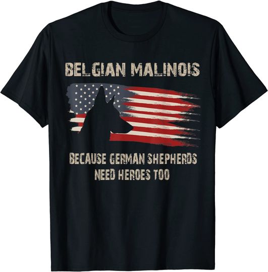 Belgian Malinois American Flag T Shirt