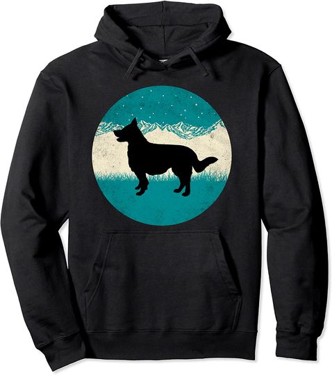 Vintage Border Collie Mountain and Stars Pullover Hoodie