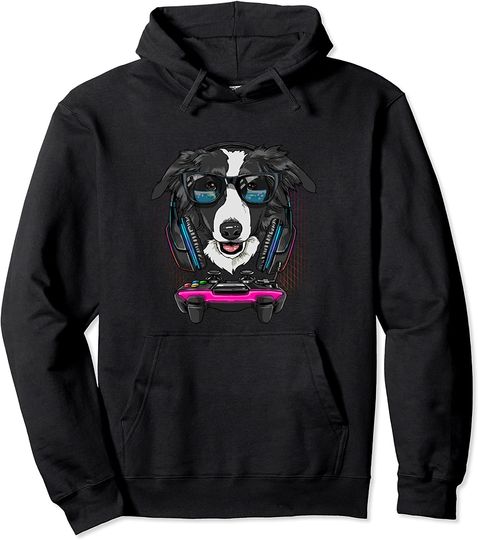 Gaming Border Collie Video Gamer Player Pullover Hoodie