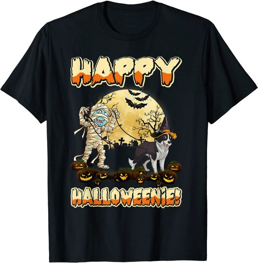 Happy Halloweenie Border Collie Wiener Halloween T-Shirt