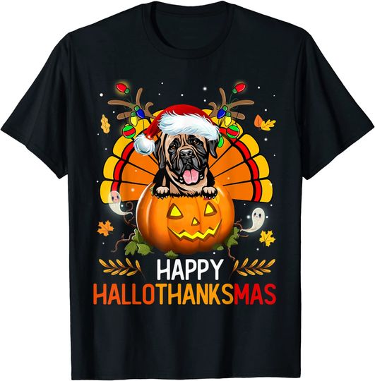 English Mastiff Happy Hallothanksmas Halloween Thanksgiving T-Shirt