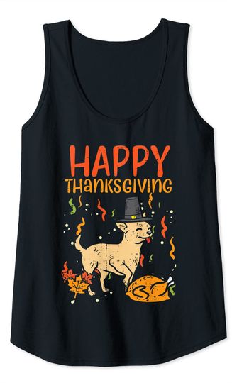 Happy Thanksgiving Chihuahua Turkey Chiwawa Tank Top