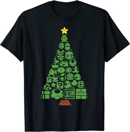 Super Mario Item Characters Christmas Tree T-Shirt