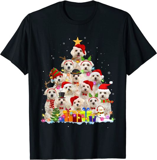 Christmas Pajama Maltese Tree Xmas T Shirt