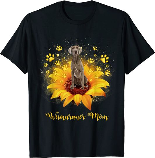 Weimaraner Mom Sunflower With Dog Paw T Shirt
