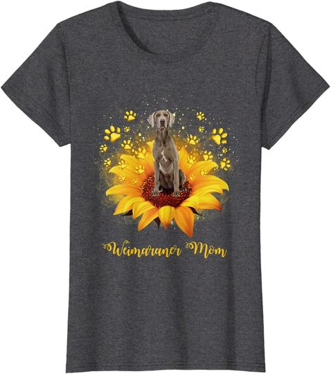 Weimaraner Mom Sunflower With Dog Paw Hoodie