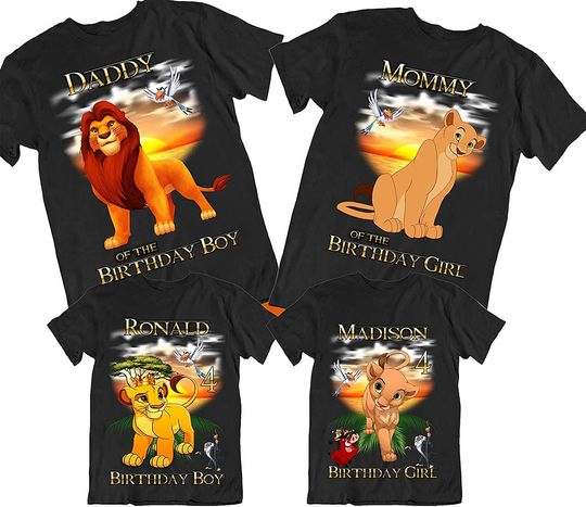 Persionalized Lion King Family Birthday T Shirt