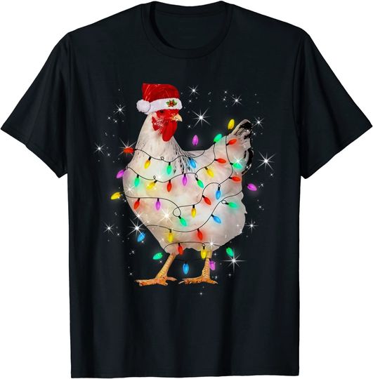 Funny Chicken Christmas Tree Light Xmas T-Shirt