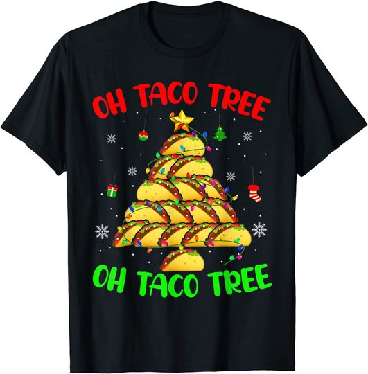 Oh Taco Tree Christmas Lights Taco Mexican Food Family Group T-Shirt