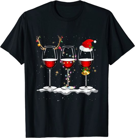 Three Glass Of Red Wine Funny Christmas Drinker T-Shirt